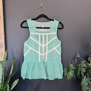 Free People Teal and Cream Tank Top​